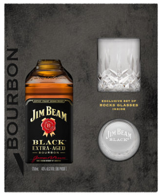 Jim Beam Black Bourbon With Glassware 750 Ml - 750 ML - Image 1