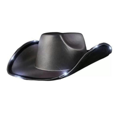 Surprise - Light Up Shiny Satin Metallic Space Cowboy Hat Dark Silver - Image 1