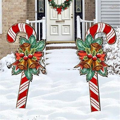 G.DeBrekht - Christmas Candy Cane Rustic Yard Lawn Holiday Wooden Free-Standing Outdoor Decoration - Image 1