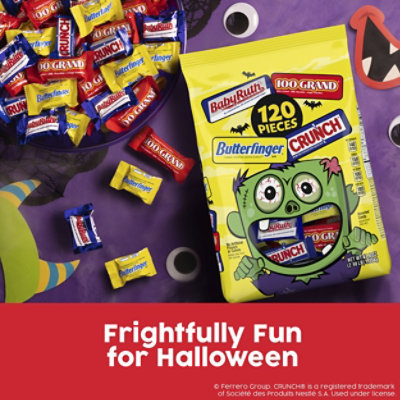 Butterfinger CRUNCH Baby Ruth 100 Grand Assorted Halloween Candy 120 Count - 47.8 Oz - Image 2