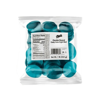 Nucita Light Blue Coins Chocolate 1 Lb - Case - 6 Units - Image 1