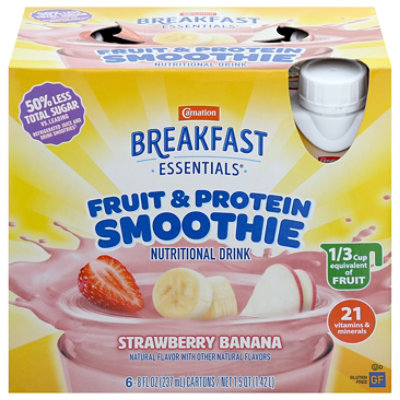 Carnation Breakfast Essentials Fruit Protein Smoothie Strawberry Banana 6 Count 8 Fluid Ounce - 6-8 FZ - Image 3