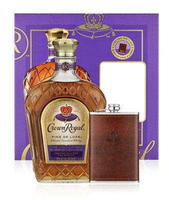 Crown Royal Deluxe W/leather Wrapped Flask 750 Ml - 750 ML - Image 1