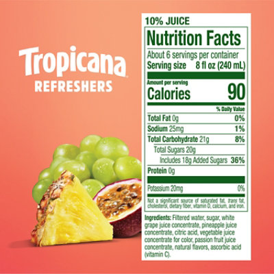 Tropicana Refreshers Tropical Punch Juice Drink with Real Fruit Juice - 46 Fl. Oz. - Image 8