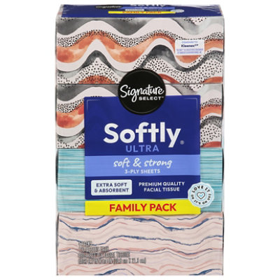 Signature Select Ultra Softly Facial Tissue 4 Pack 120 Tissues Each - 4-120CT