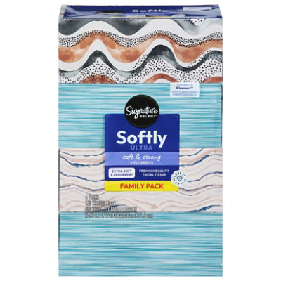 Signature Select Ultra Softly Facial Tissue 4 Pack 120 Tissues Each - 4-120CT - Image 1