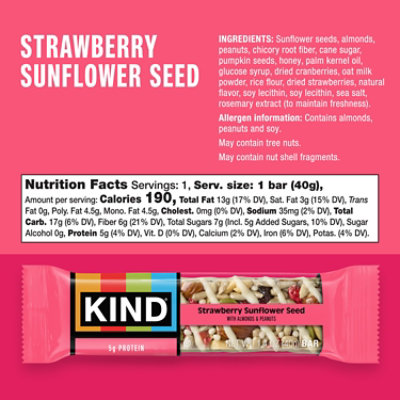 KIND Seeds Fruit & Nut Strawberry Sunflower Snack Bar - 1.4 Oz - Image 2