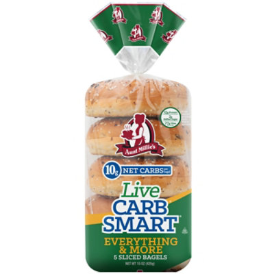 Aunt Millies Live Carb Smart Everything & More Bagels - 15 OZ - Image 1