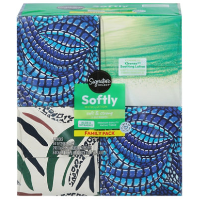 Signature Select Softly With Lotion Facial Tissue 4 Packs 60 Tissues Each - 4-60 CT