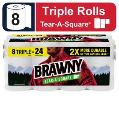 Brawny Tear A Sqr Paper Towel 8 Triple Rolls - 8 RL - Image 1