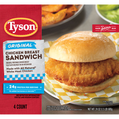 Tyson Original Chicken Breast Sandwich, 24 Oz, 4 Ct Box - 24 OZ - Image 1