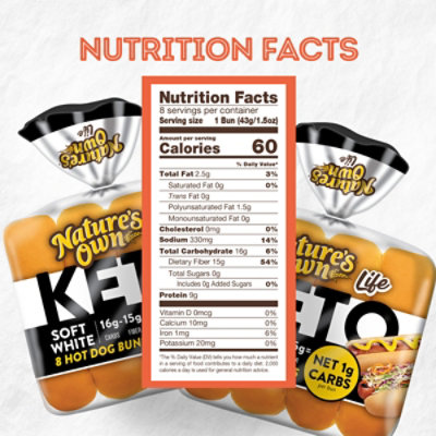 Natures Own Keto Hot Dog Buns 8 Count - 12 OZ - Image 5