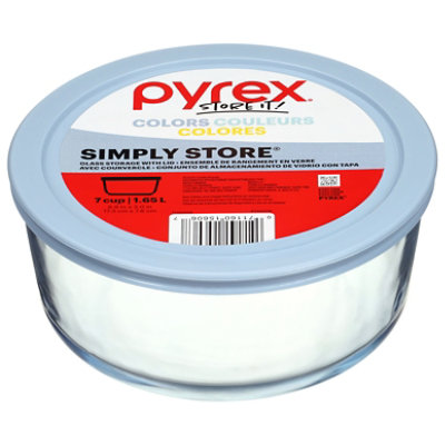Pyrex 7 Cup Round W Blue Lid - EA - Image 1