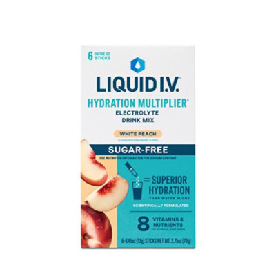 Liquid I.V. Hydration Multiplier Sugar Free White Peach Electrolyte Powder Drink Mix - 6 Count - Image 2