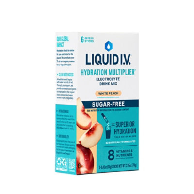 Liquid I.V. Hydration Multiplier Sugar Free White Peach Electrolyte Powder Drink Mix - 6 Count - Image 3