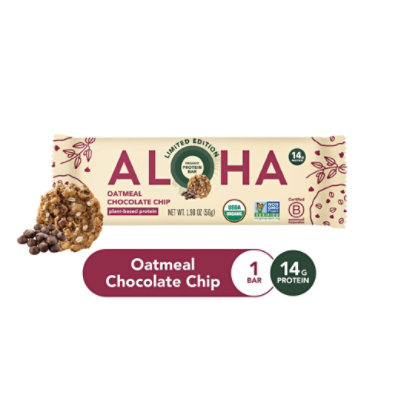 Aloha Plant Based Protein Bar Oatmeal Chocolate Chip 1.98oz - 1.98 OZ - Image 2