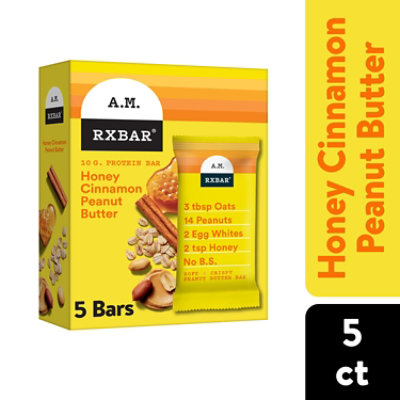 RXBAR Nut Butter and Oat Protein Bars Honey Cinnamon Peanut Butter Protein Snacks 5 Count - 9.7 Oz - Image 1