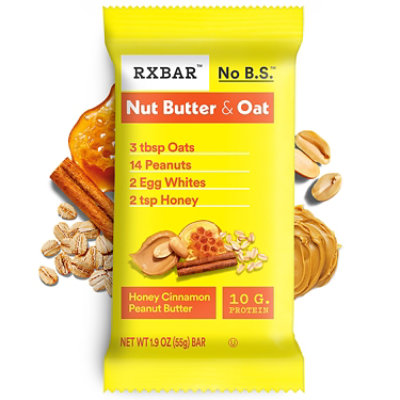 RXBAR Nut Butter and Oat Protein Bars Honey Cinnamon Peanut Butter Protein Snacks 5 Count - 9.7 Oz - Image 7