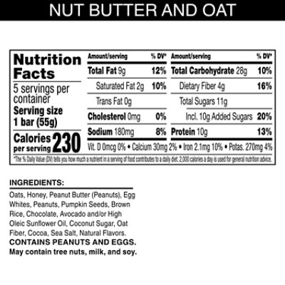 RXBAR Nut Butter and Oat Protein Bars Dark Chocolate Peanut Butter Protein Snacks 5 Count - 9.7 Oz - Image 8