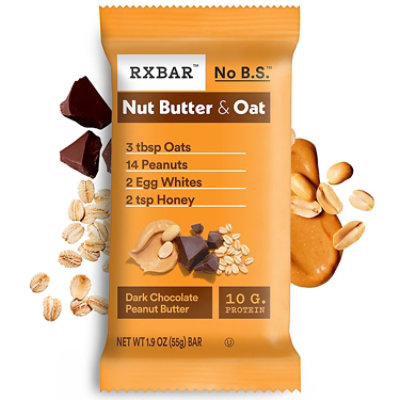 RXBAR Nut Butter and Oat Protein Bars Dark Chocolate Peanut Butter Protein Snacks 5 Count - 9.7 Oz - Image 7