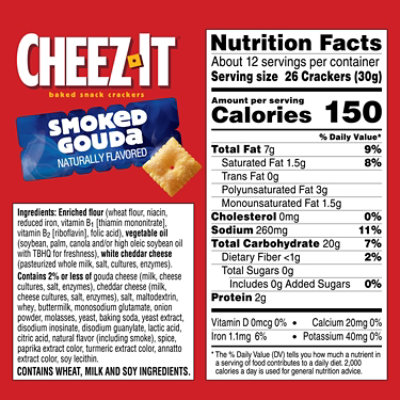 Cheez-It Baked Snack Crackers Smoked Gouda Lunch Snacks - 12.4 Oz - Image 3