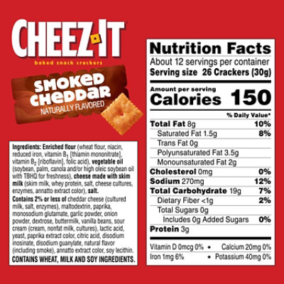Cheez-It Baked Snack Crackers Smoked Cheddar Lunch Snacks - 12.4 Oz - Image 3