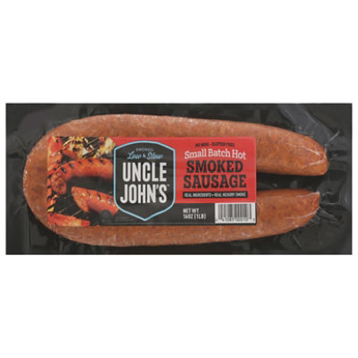 Uncle Johns Hot Smoked Sausage, 16 Oz - 16 OZ - Image 3