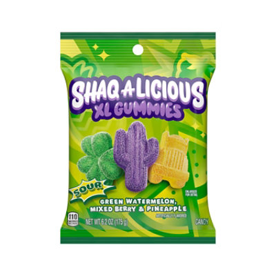 SHAQ-A-LICIOUS XL GUMMIES Assorted Flavored Sour Chewy Candy Bag - 6.2 Oz