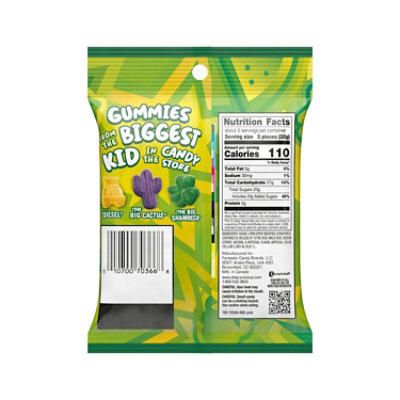 Shaq-a-licious Sour Gummies Peg Bag Pineapple Mixed Berry & Green Watermelon Flavors - EA - Image 2