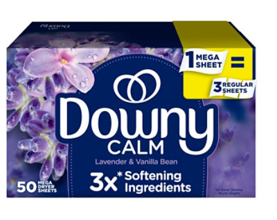 Downy Infusions Mega Sheet Dryer Sheets Calm Lavender & Vanilla Bean - 50 Ct. - 50 CT - Image 1