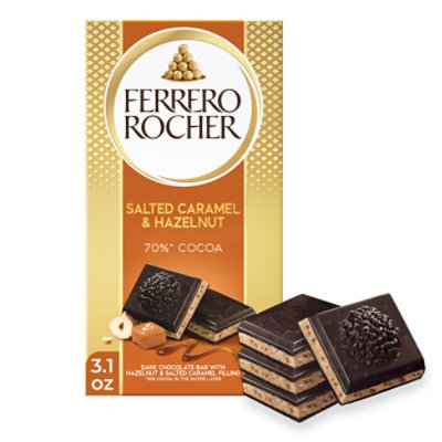 Ferrero Rocher Chocolate Bar Dark Chocolate Hazelnut and Crunchy Salted Caramel - 3.1 Oz