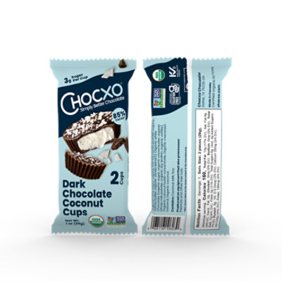 Chocxo Cups Dark Chocolate Coconut 2pk - 1 OZ - Image 1