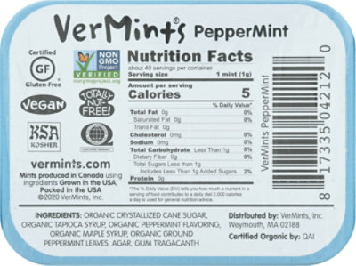 Vermints Candy Peppermint Organic - 1.41 OZ - Image 6