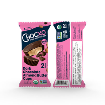 Chocxo Cups Dark Chocolate Almond Butter 2pk - 1 OZ - Image 1