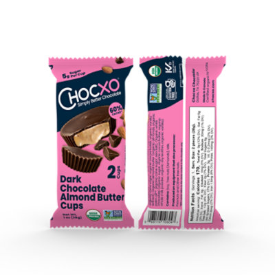Chocxo Cups Dark Chocolate Almond Butter 2pk - 1 OZ - Image 2