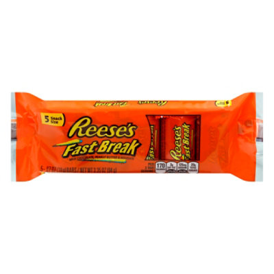 Reeses Fast Break Milk Chocolate Peanut Butter Nougat Snack Size Bar 5 Pack - 3.35 OZ - Image 3