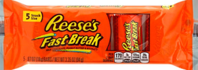 Reeses Fast Break Milk Chocolate Peanut Butter Nougat Snack Size Bar 5 Pack - 3.35 OZ - Image 2