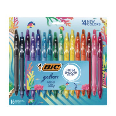 BIC Gel-ocity Quick Dry Gel Pen, Retractable, Medium 0.7 mm, 16 Assorted Ink and Barrel Colors, 16/Pack - Image 1