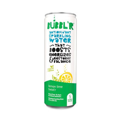 Bubbl'r Antioxidant Sparkling Water, Lemon Lime Twist'r, 12 oz Can, 12 Cans/Carton - Image 1