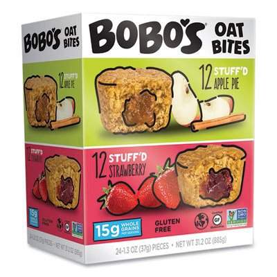 Bobo's Stuff'D Apple Pie/Strawberry Oat Bites, 1.3 oz Individually Wrapped, 24/Carton - Image 1