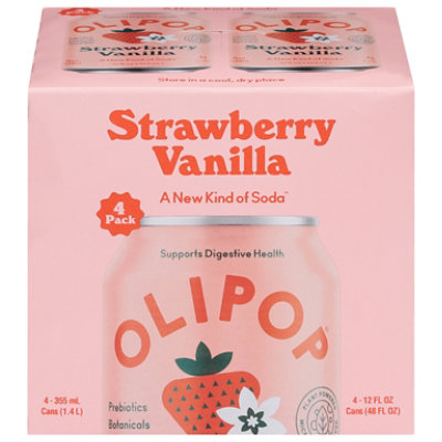 OLIPOP Strawberry Vanilla Prebiotic Soda Cans - 4-12 Fl. Oz. - Image 1