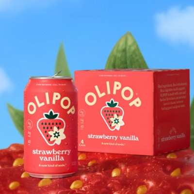 OLIPOP Strawberry Vanilla Prebiotic Soda Cans - 4-12 Fl. Oz. - Image 5