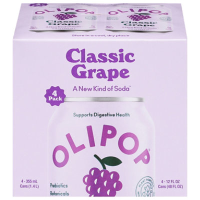 OLIPOP Classic Grape Prebiotic Soda Cans - 4-12 Fl. Oz. - Image 1