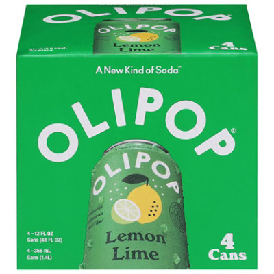 OLIPOP Lemon Lime Prebiotic Soda Cans - 4-12 Fl. Oz. - Image 1