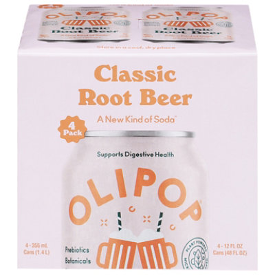 OLIPOP Classic Root Beer Prebiotic Soda Cans - 4-12 Fl. Oz. - Image 1
