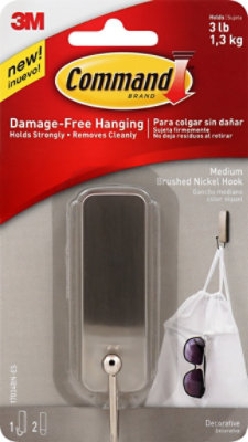 Command Medium Brushed Nickel Hook 1 Hook 2 Strips - EA - Image 2