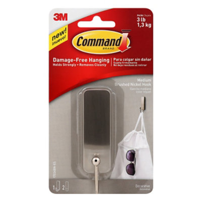 Command Medium Brushed Nickel Hook 1 Hook 2 Strips - EA - Image 1