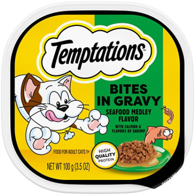 Temptations Bites in Gravy Seafood Medley Adult Wet Cat Food Single - 3.5 Oz - Image 1