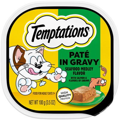 Temptations Paté in Gravy Seafood Medley Adult Wet Cat Food Single - 3.5 Oz - Image 1