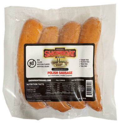 Showboat Pork Sausage Polish 12 Oz - 12 OZ - Image 1